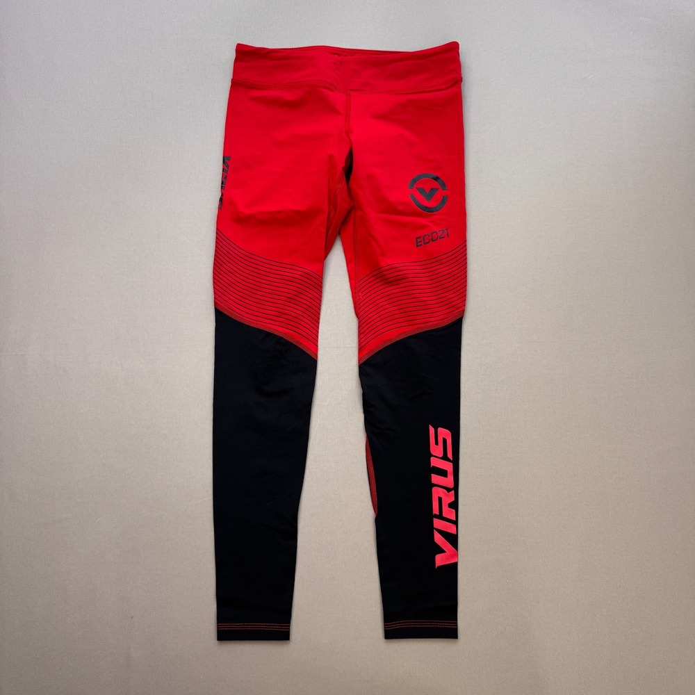 Virus ECO21 Compression Leggings Red Black Athletic Tights Mens XS